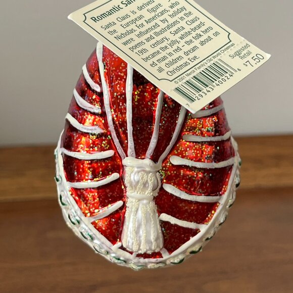 Old World Christmas Romantic Santa Head Blown Glass Ornament 2001 Hearts #40024 - Picture 4 of 10